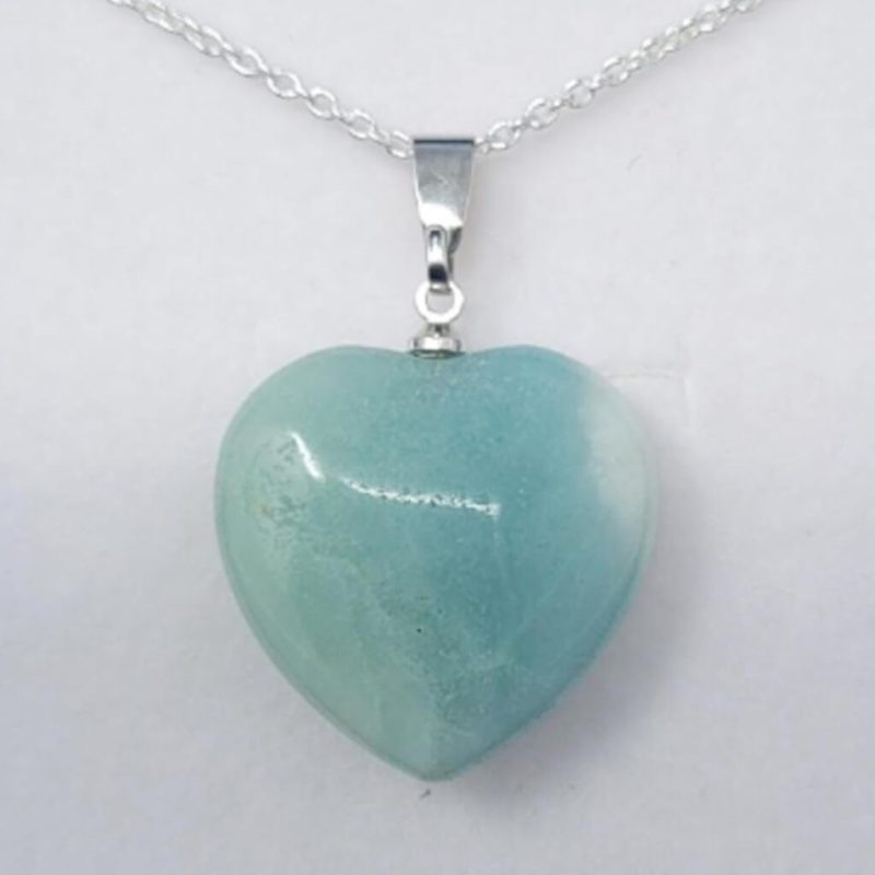 Amazonite heart on an 18inch sterling silver chain