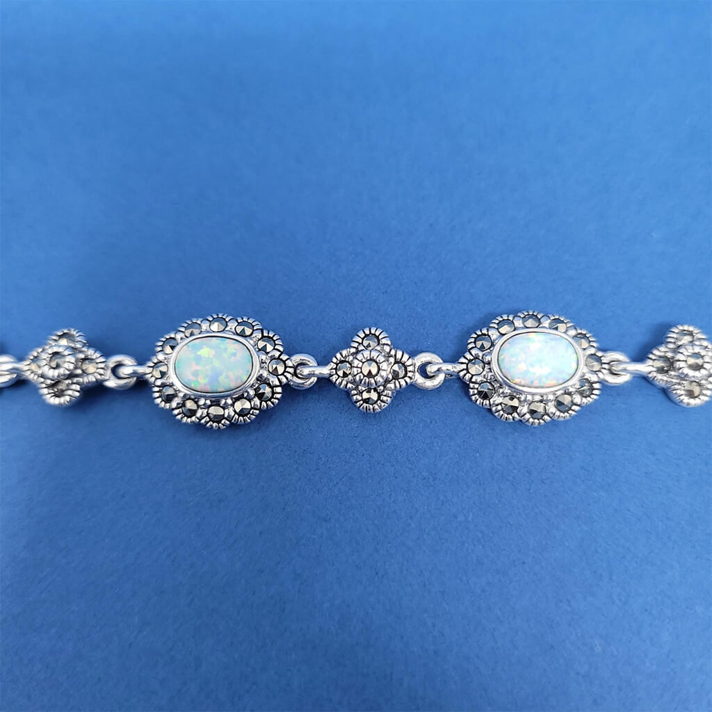 Sterling Silver Opal antique style bracelet